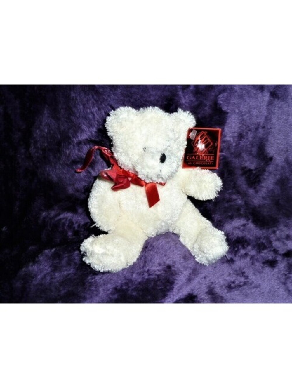 Galerie Stuffed Plush Cream Ivory Teddy Bear Red Ribbon Bow Marshall Fields